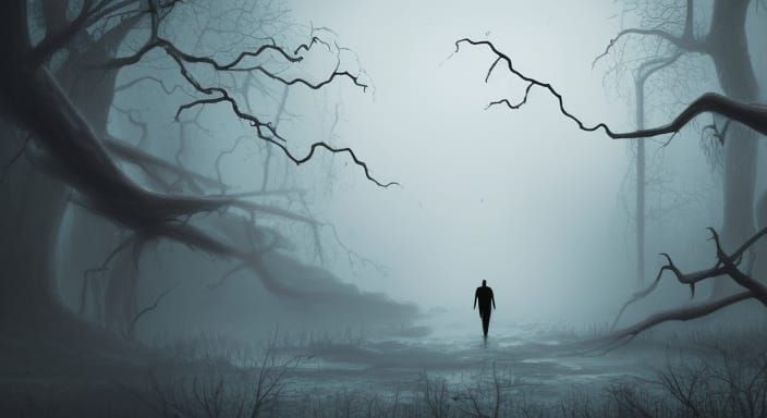 Eerie Creature Wanders in Ominous Fog