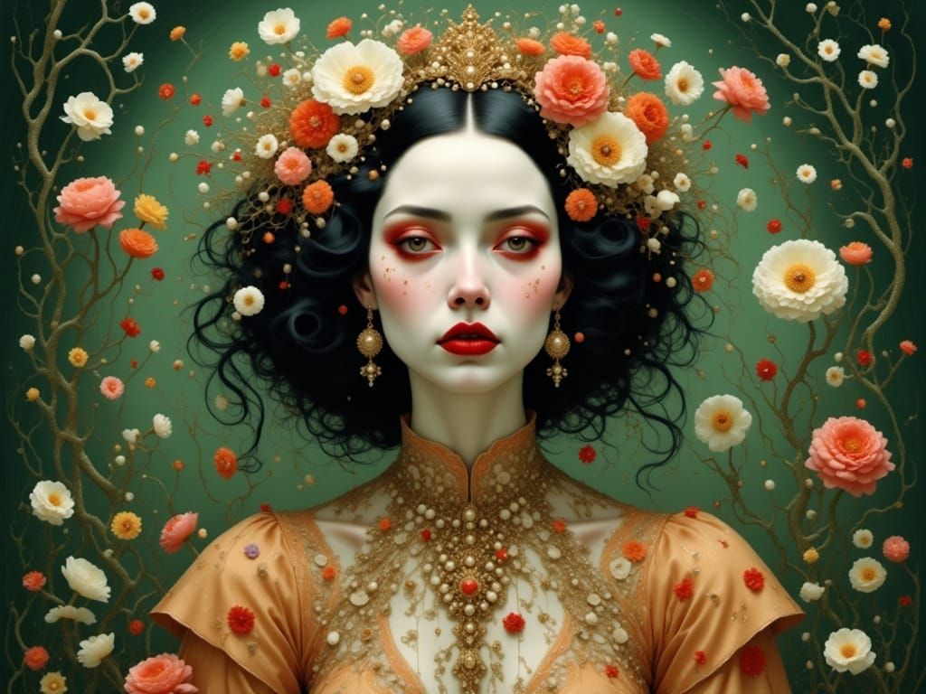 Euphoric Woman Portrait in Fantastical Realism Style