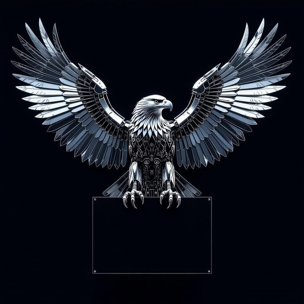 Stainless Steel Mechanical Eagle in Full View