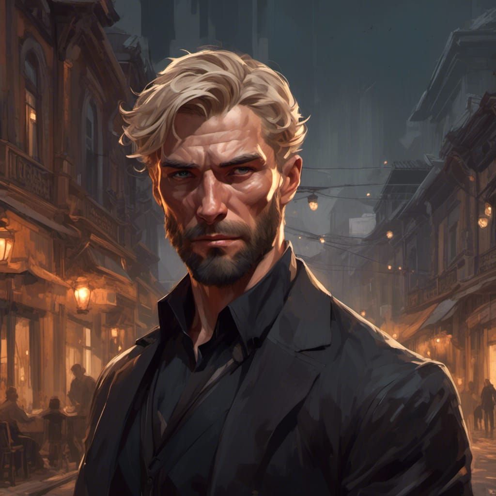 Confident Man Portrait in West Virginia, Detailed Art