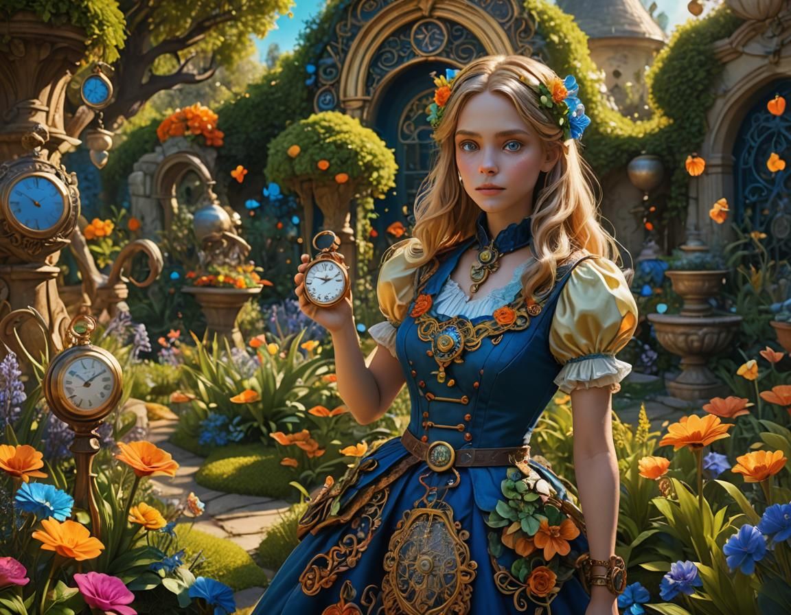 Alice in Wonderland: Fantasy Art with Pocket Watch