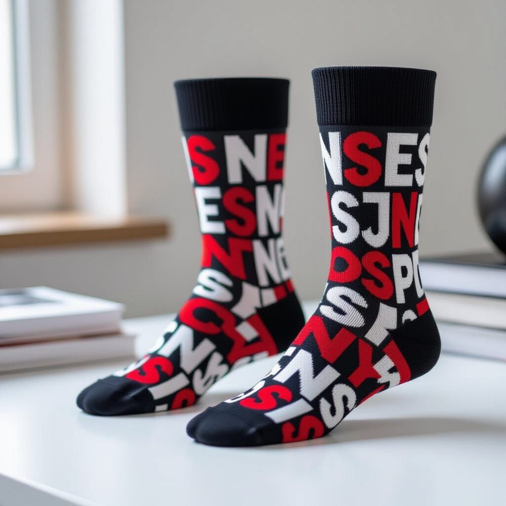 Typographical Socks Design in Minimalist Style