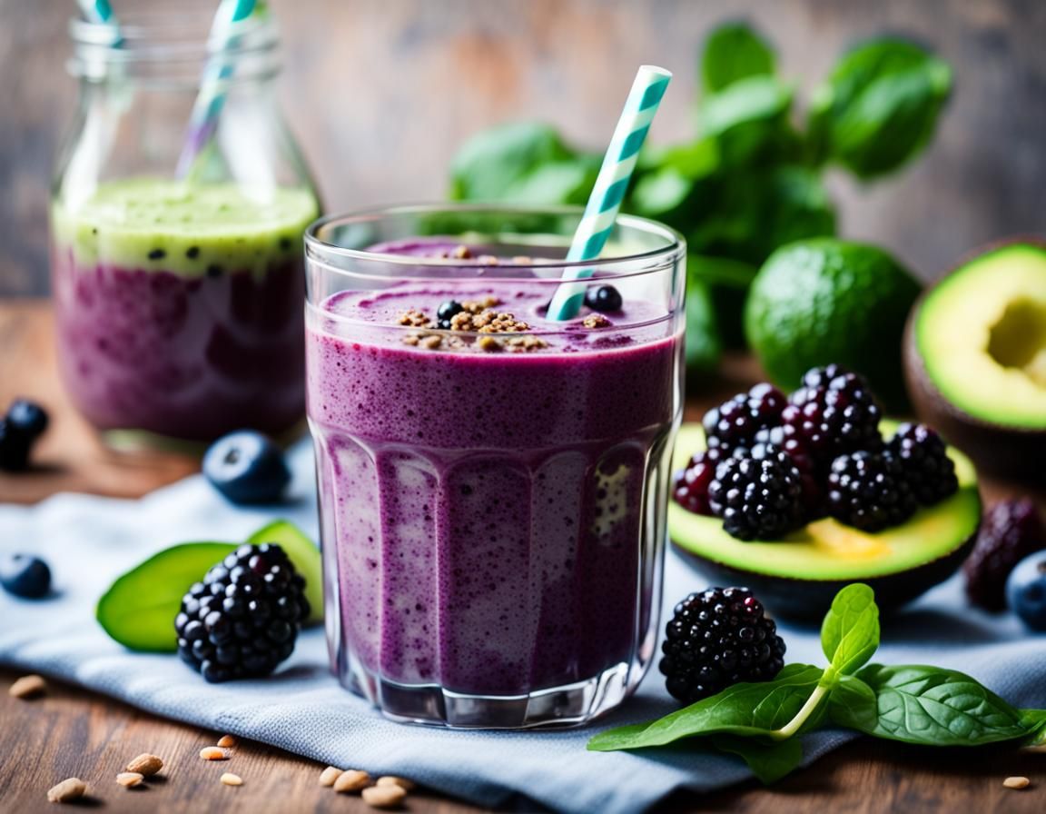 Healthy Smoothie with Berries and Greens, Professional Shot