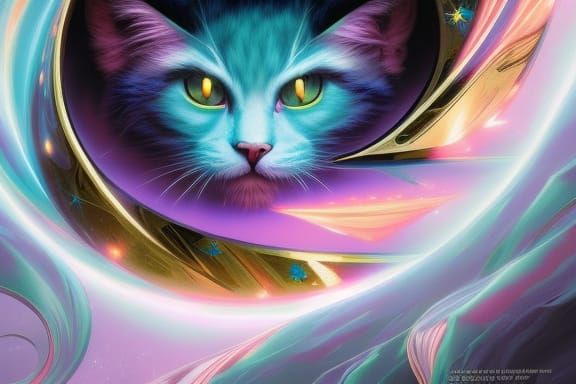 Rainbow Galaxy Cheshire Cat Monster Girl Portrait
