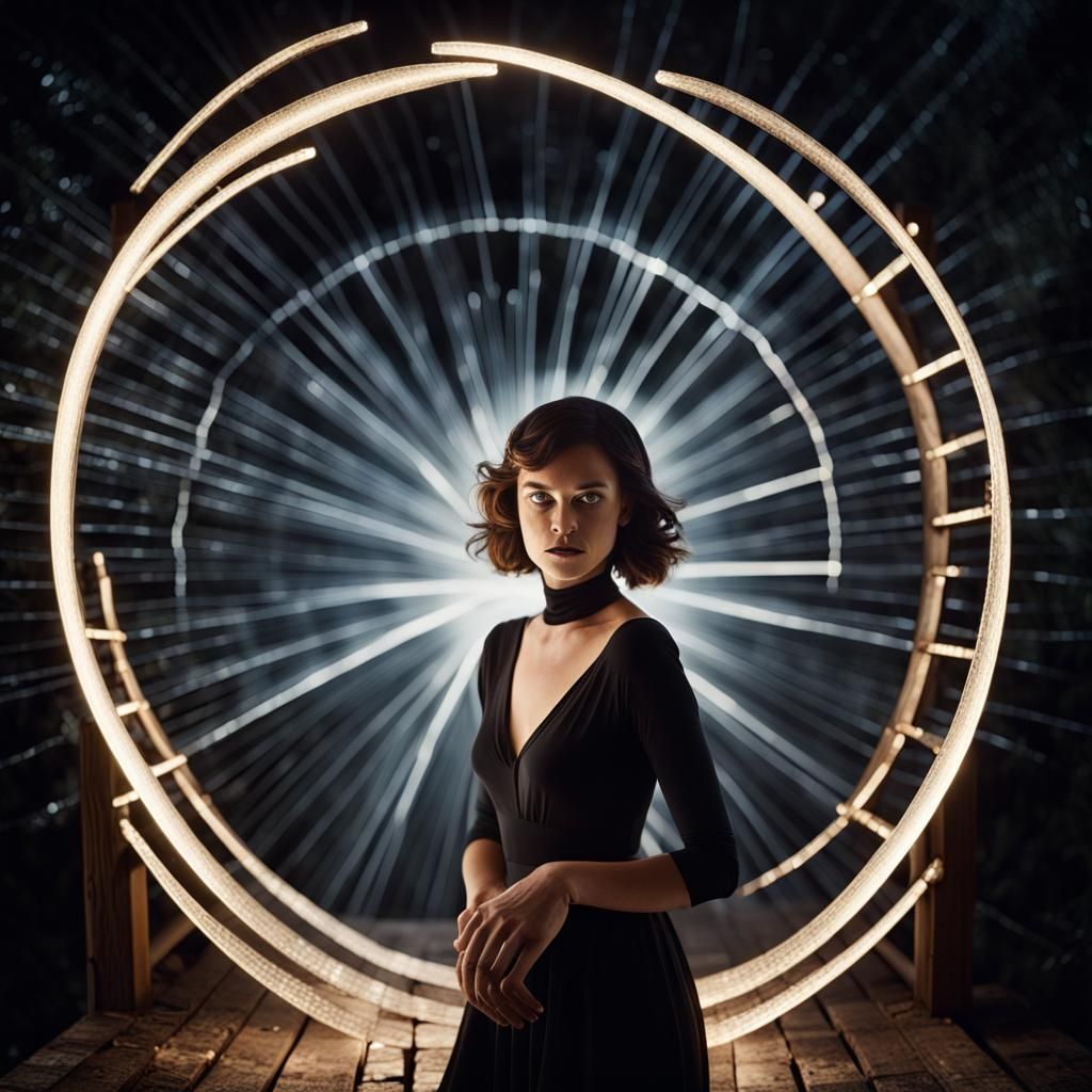 Obsidian Bridge with Radiating Light Painting