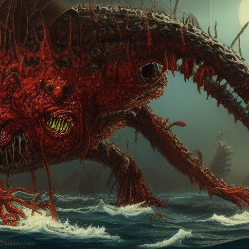 Detailed Marine Horror Monster Concept Art
