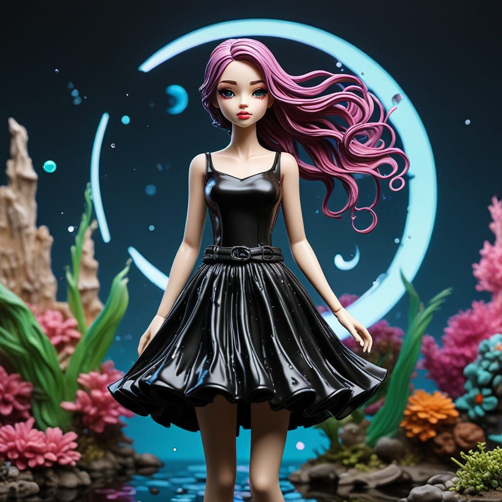Gothic Girl and Crescent Moon Aquarium