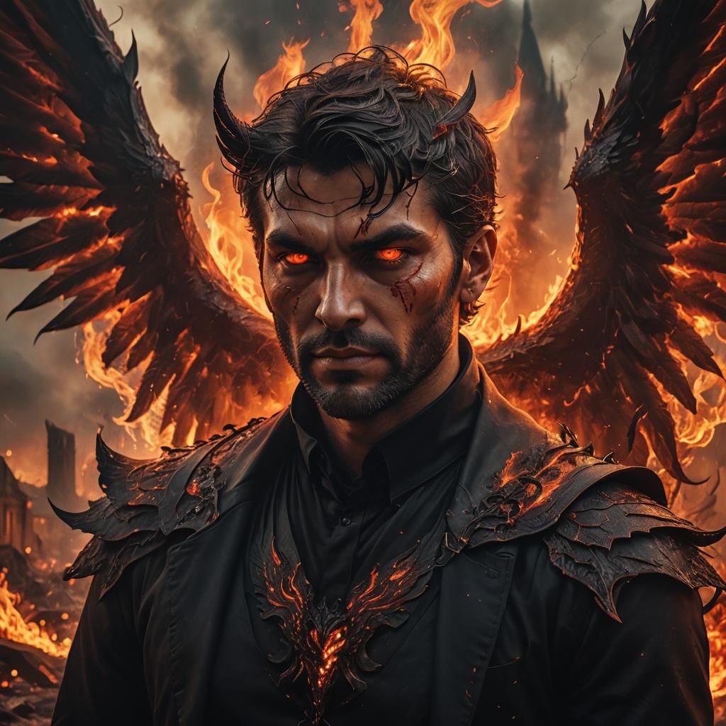 Lucifer Portrait in Dark Fantasy Art Style