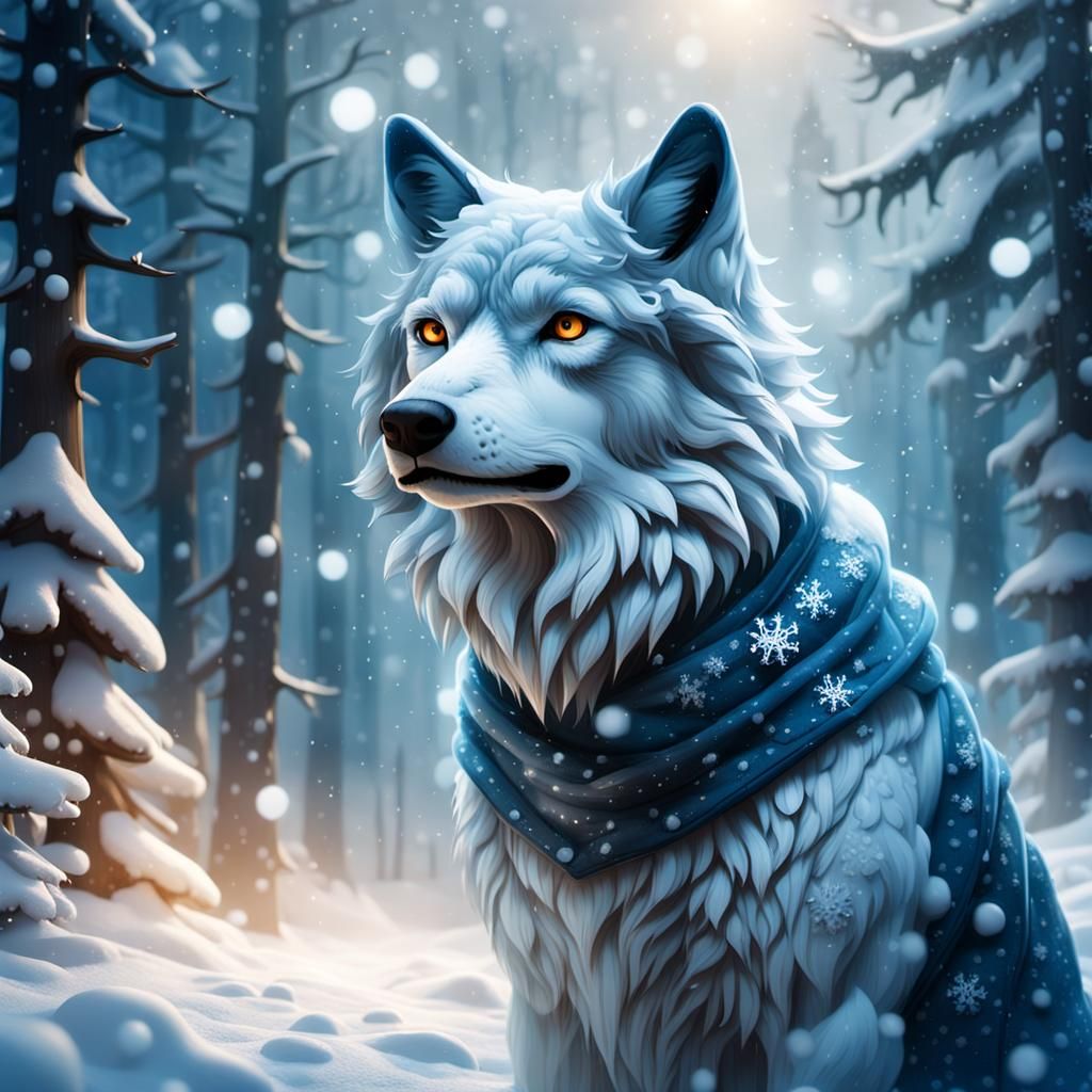 Majestic Siberian Dog Stands Tall in Snowy Blizzard