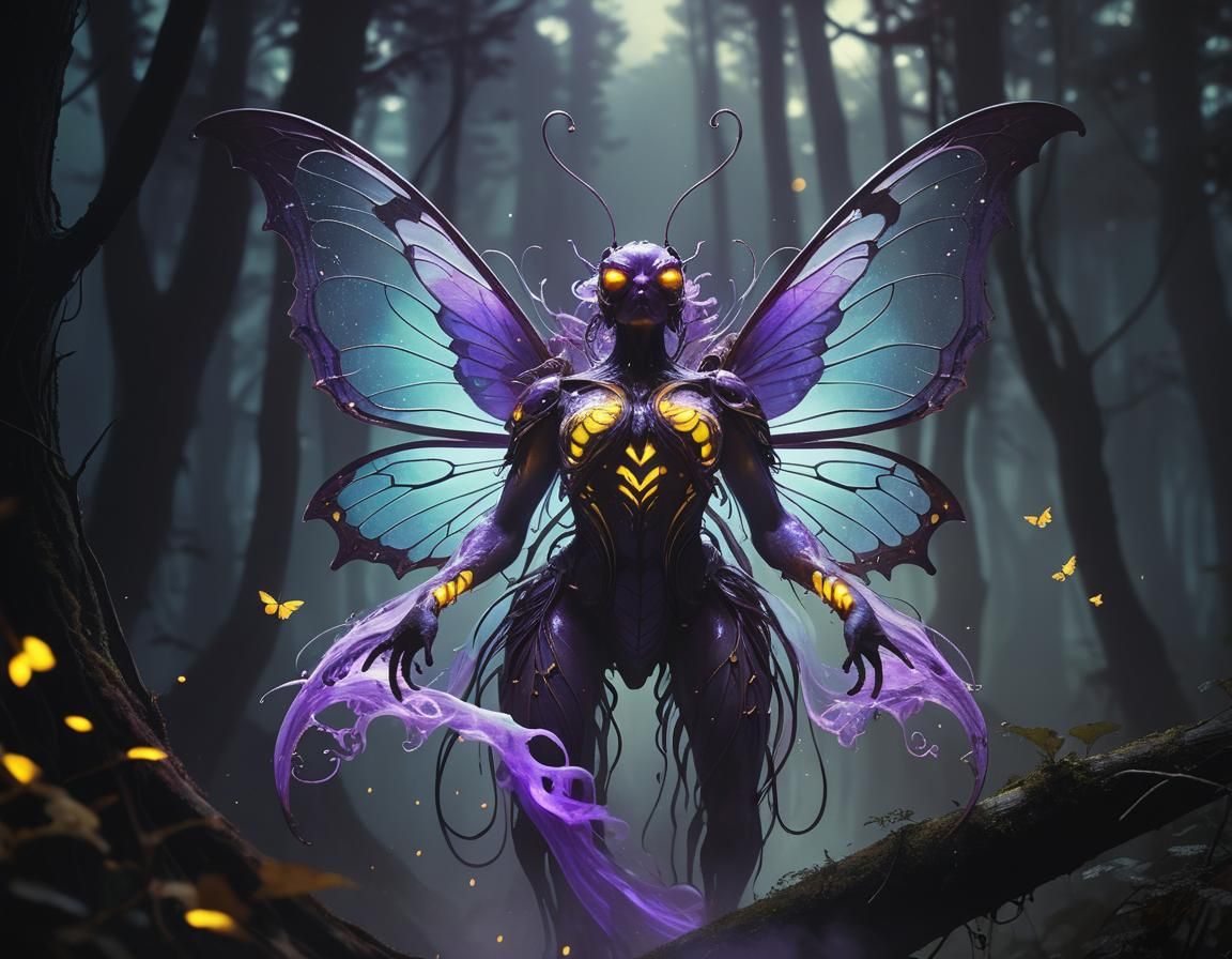Monstrous Poison Butterfly in Dark Fantasy Style