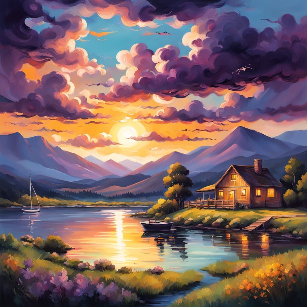 Ethereal Coastal Landscape with Quaking Aspen and Oak Trees