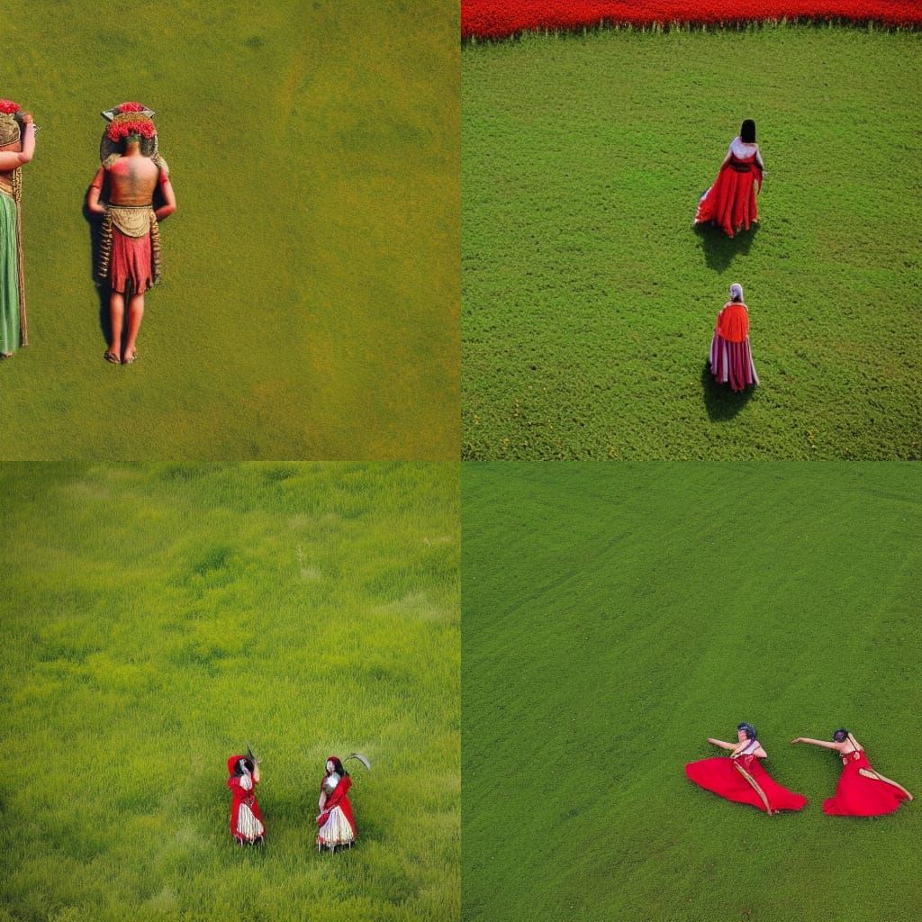 Roman Warrior Women in a Flower Meadow