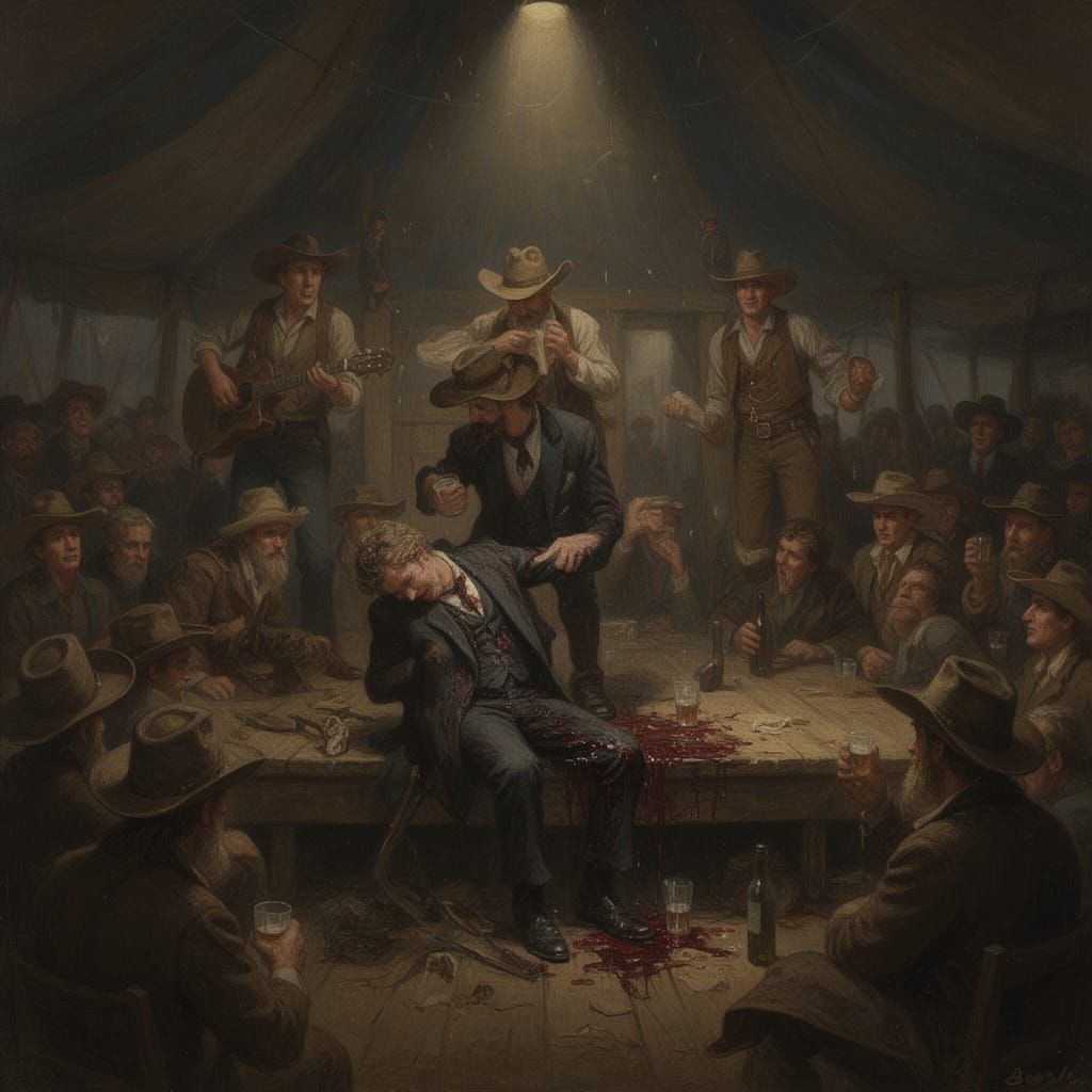 Moody Old West Tent Revival Scene