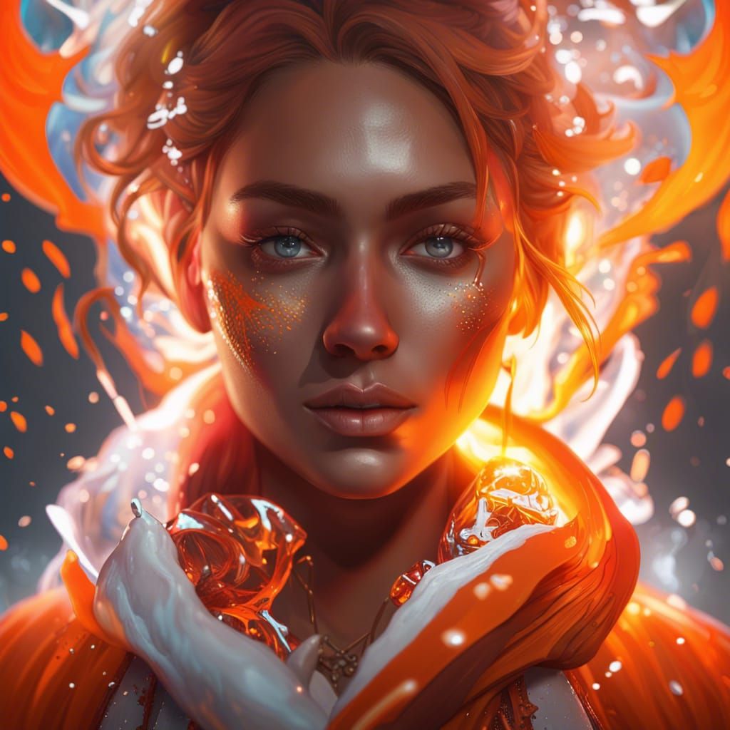 Elemental Woman: Fire and Ice Concept Art
