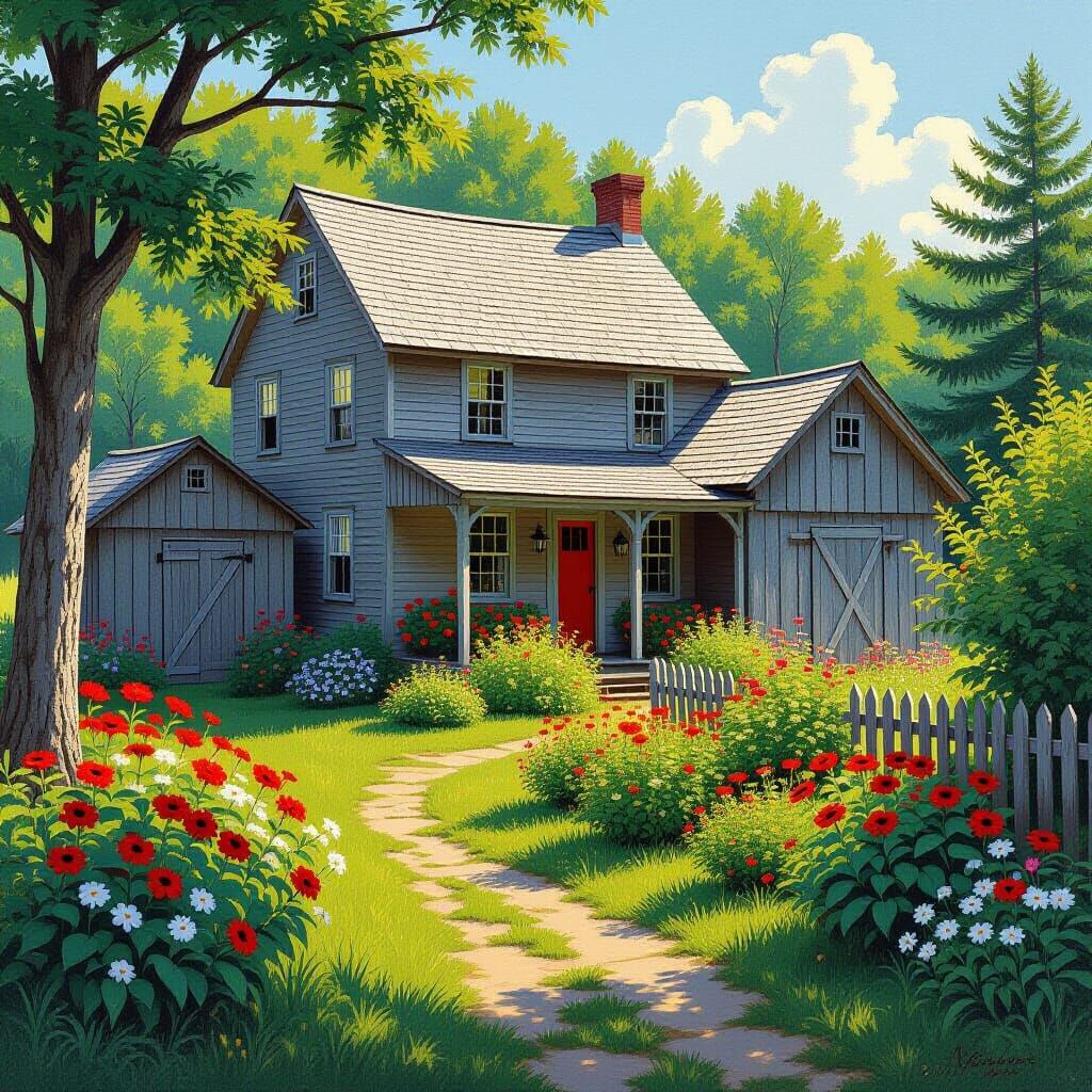 Rustic New England Home and Garden Landscape