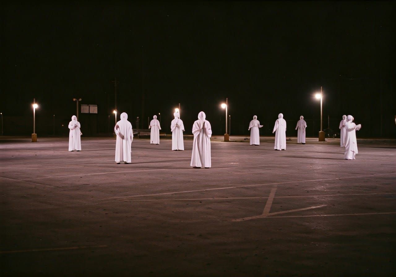 Eerie Dance in Abandoned Parking Lot: 1980s CCTV