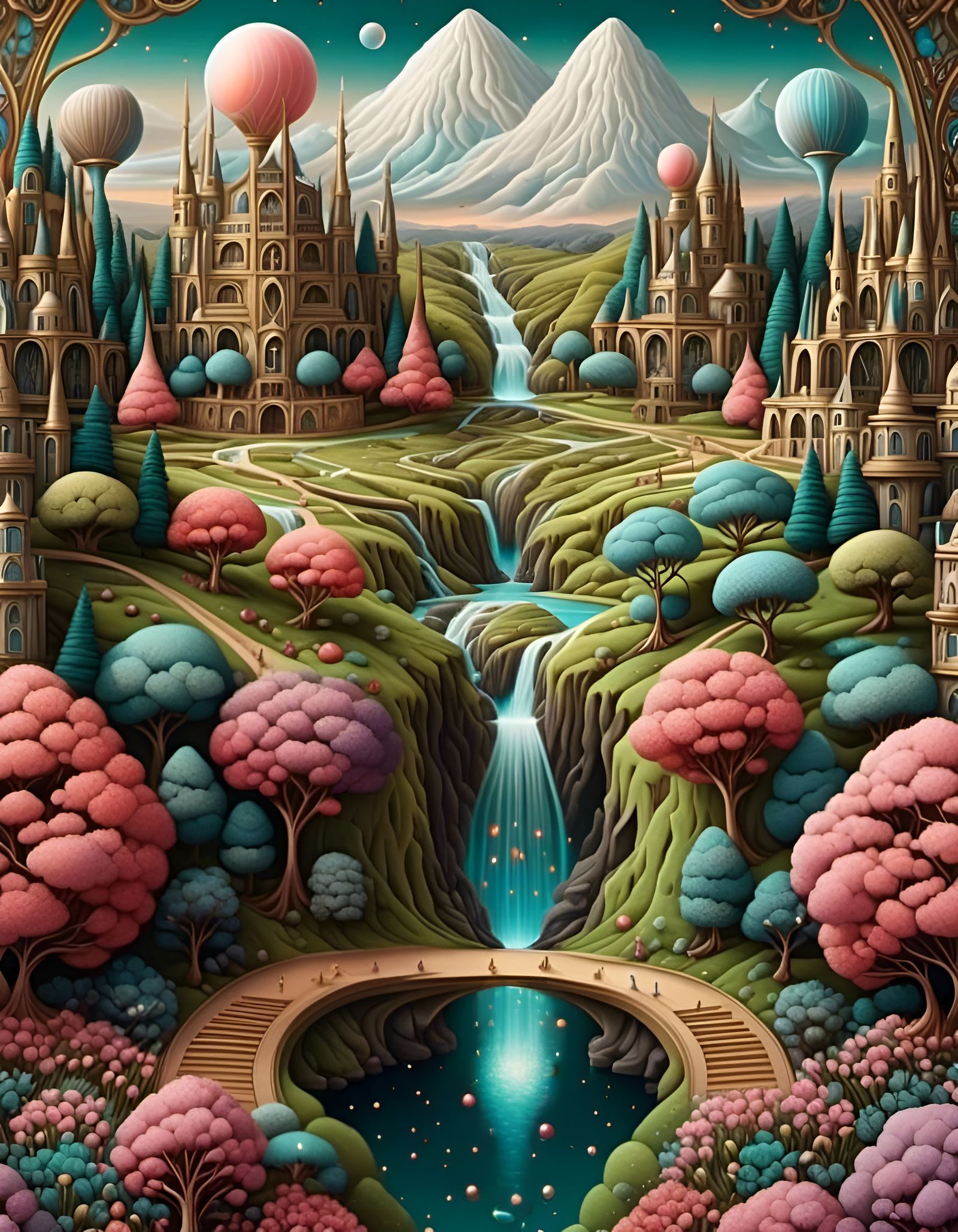Detailed Surreal Landscape with Ornamentation