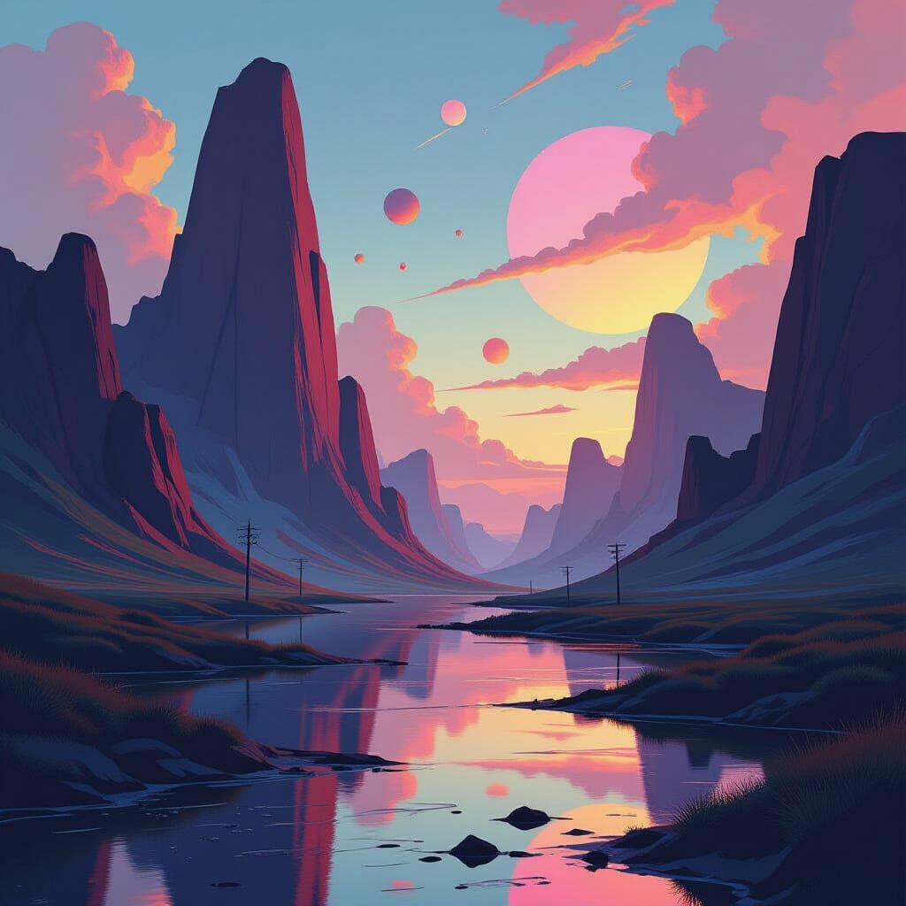 Futuristic Abstract Shapes in Vibrant Colors