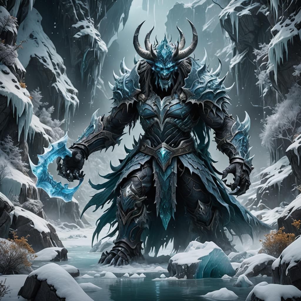 Detailed Ice Demon Fantasy Concept Art