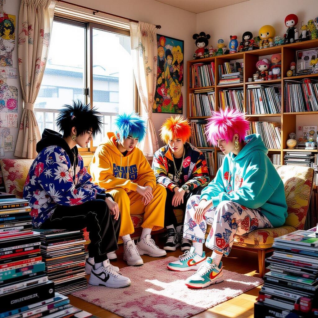 Youthful Tokyo Gathering in Dreamlike Surrealism