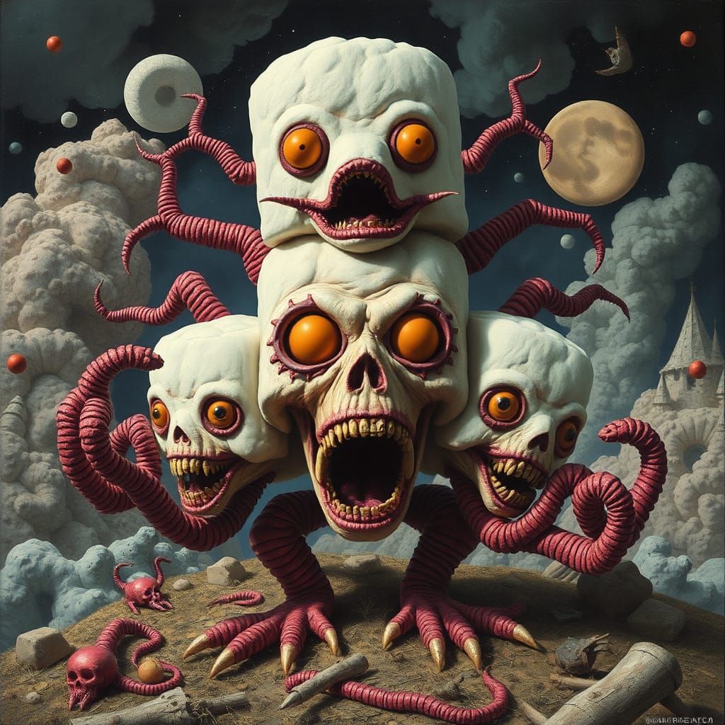 Whimsical Marshmallowpunk Album Cover with B-Movie Creature