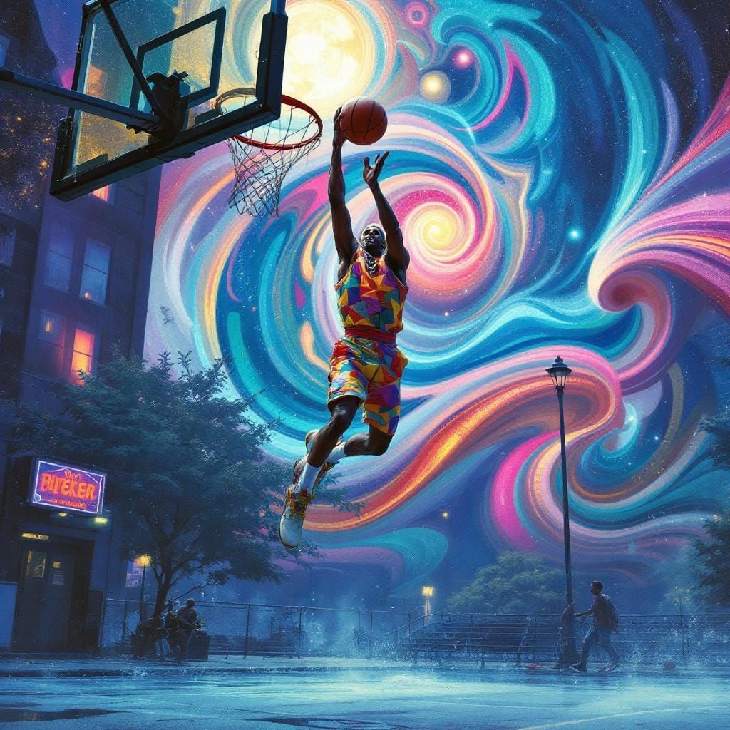 Psychedelic Dr. J Slam Dunk in New York