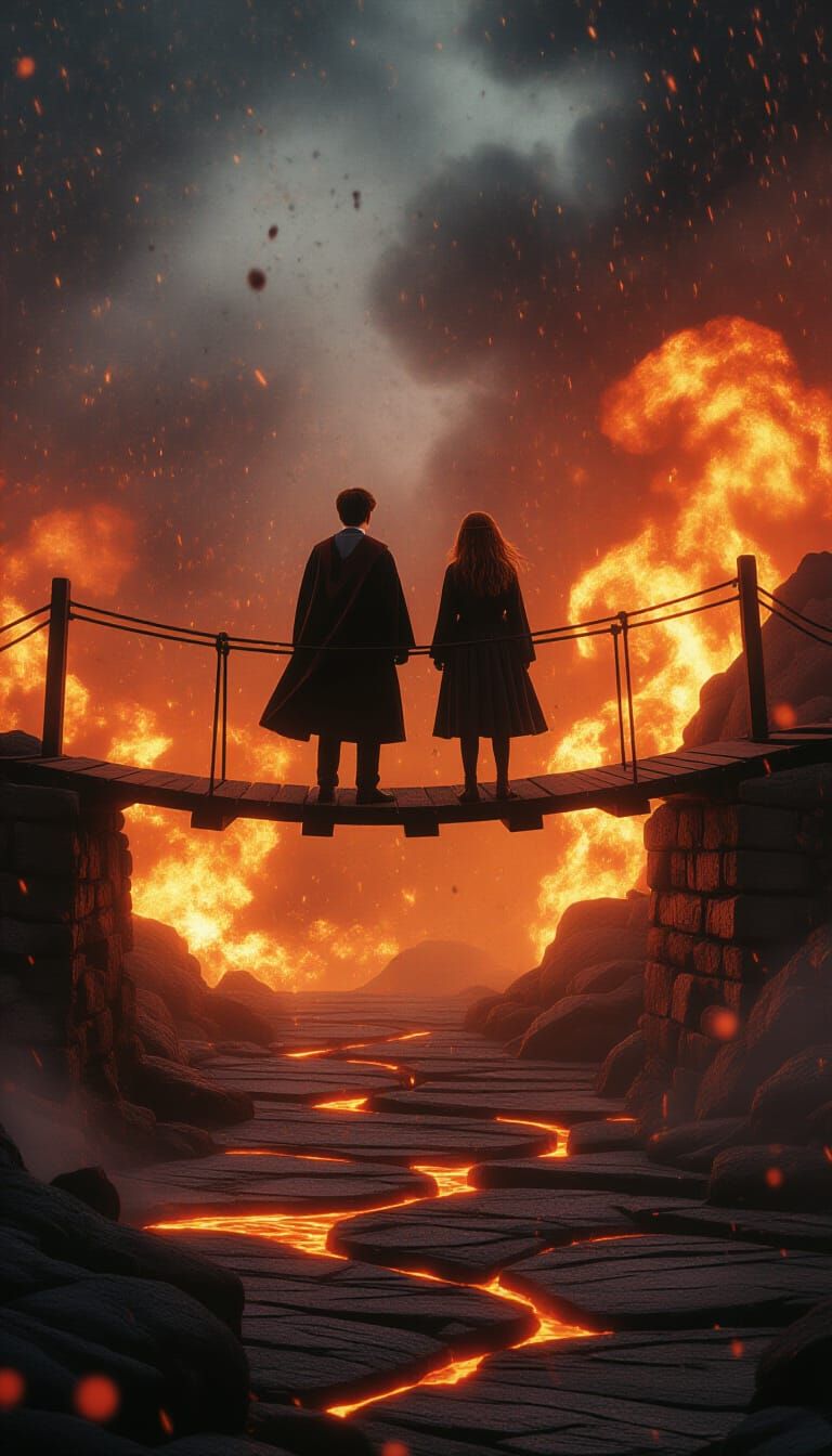 Harry Potter and Ginny in Volcanic Landscape