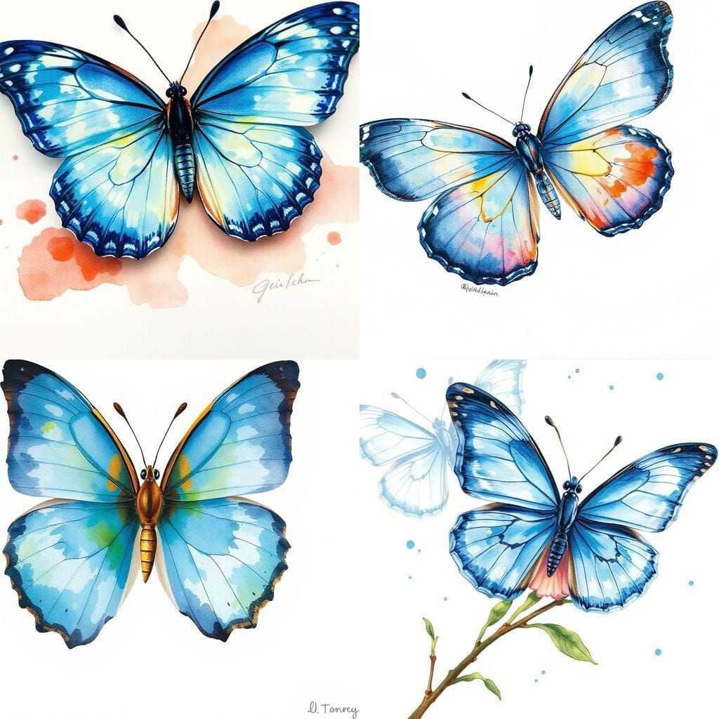 Liminal Kidcore Watercolor Blue Morpho Butterfly
