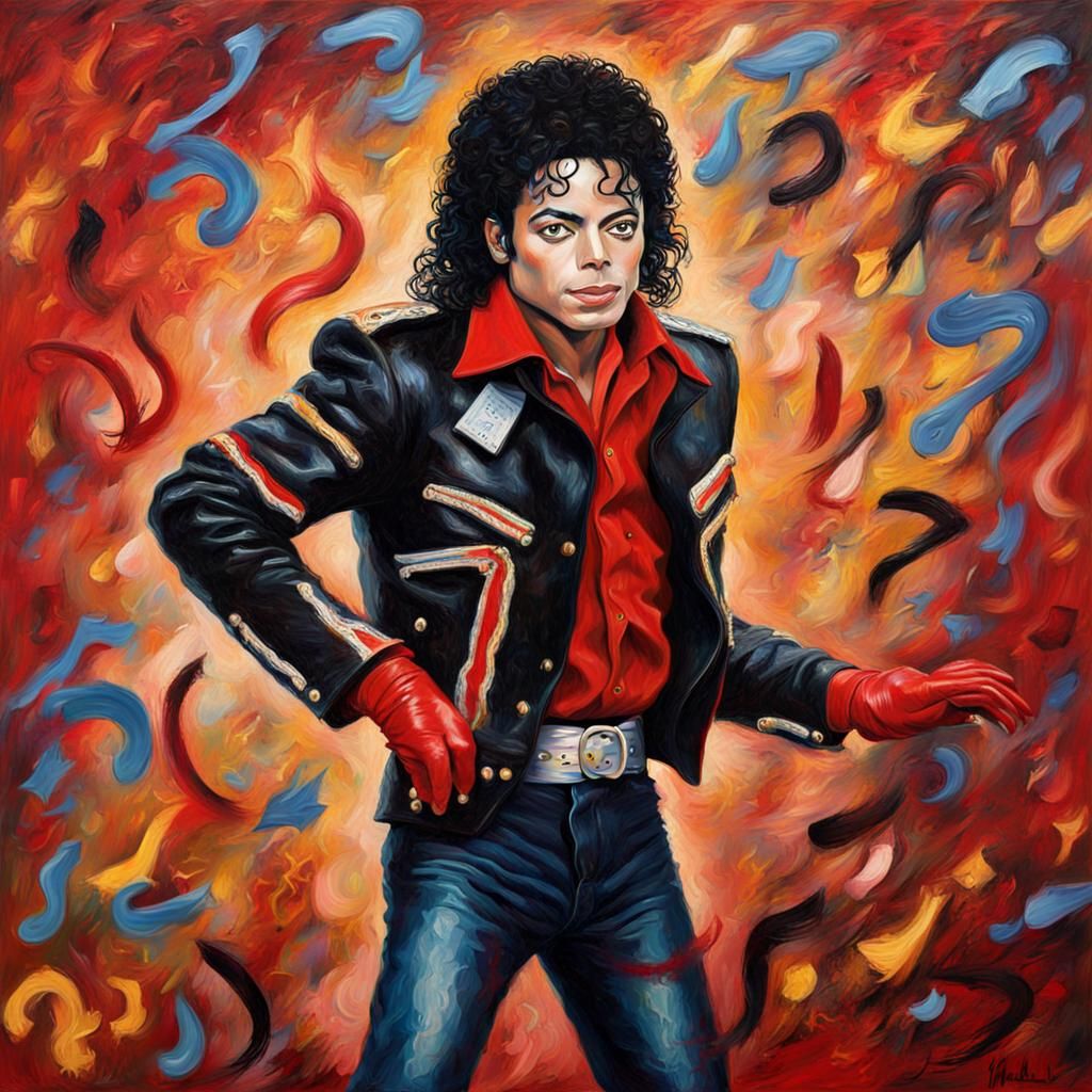 Oil painting of Michael Jackson in the style of Van Gogh, Po...