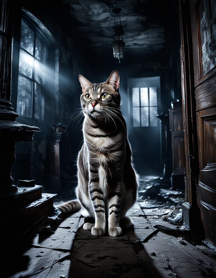 Tabby Cat goes Ghost hunting