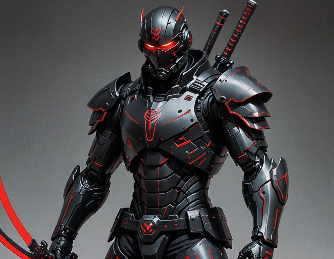 Cyborg Ninja Warrior in Anime Style