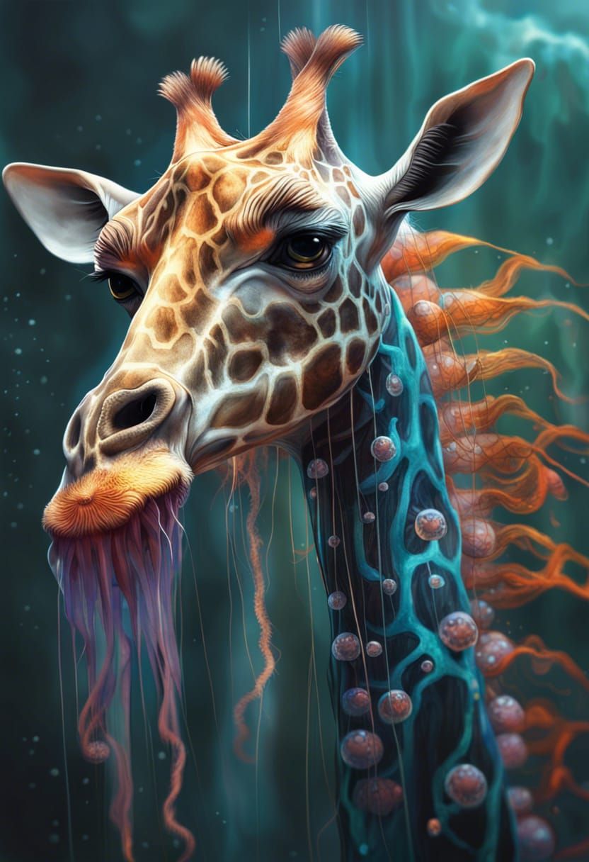 Giraffe Jellyfish Hybrid in Detailed Digital Art