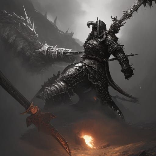 High Gothic Knight in Berserker Armor with Dragonslayer Swor...