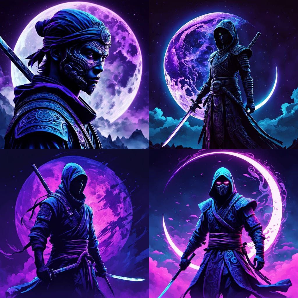 Ethereal Moonlit Ninja in Vibrant Hues