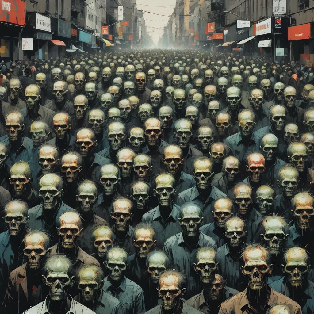 Cyberpunk Zombie Street Art with Glitch Effects