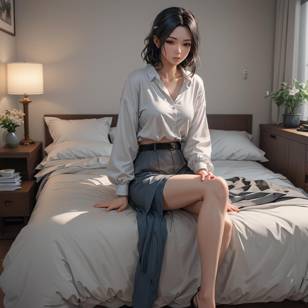 Anime Woman in Detailed 3D Art Style