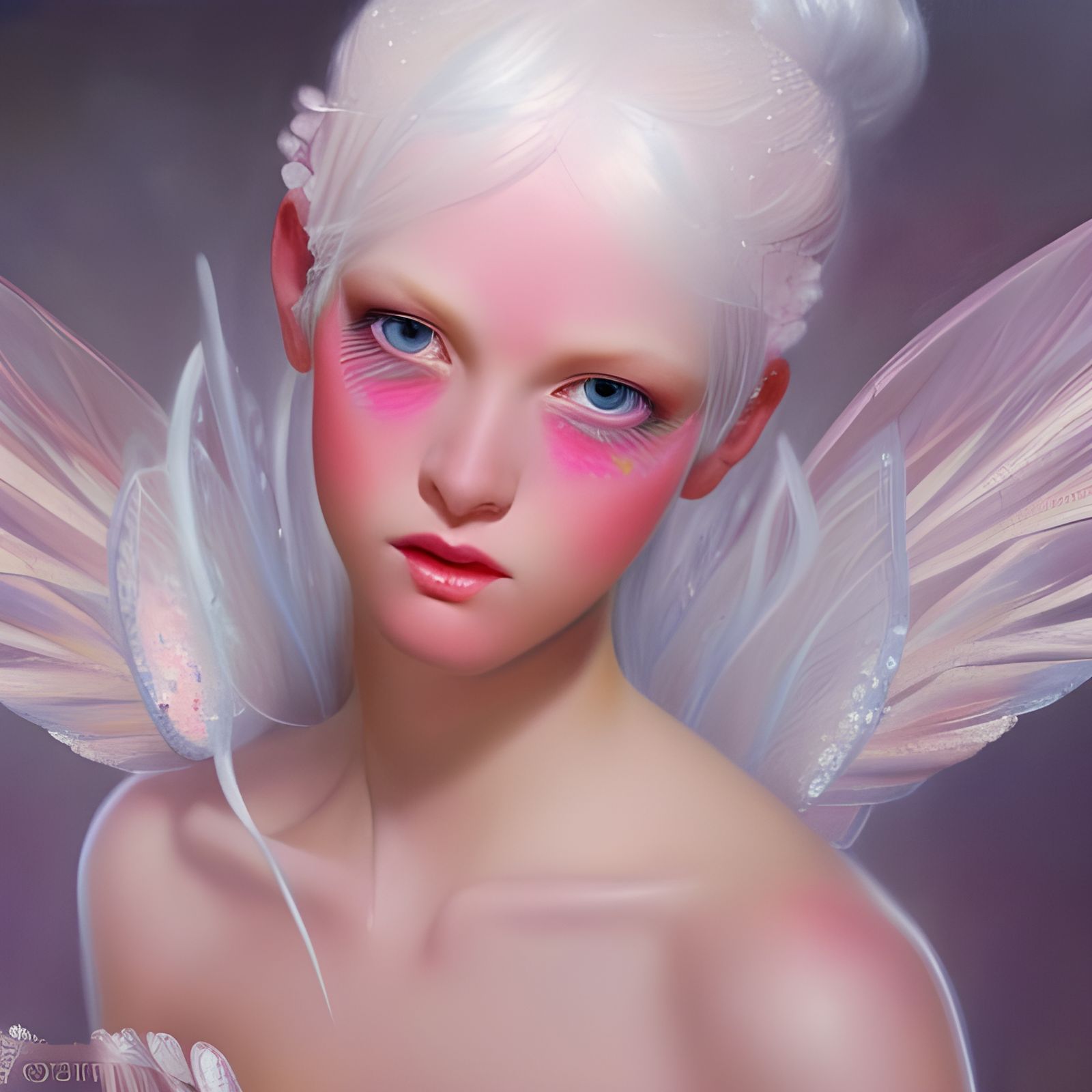 Beautiful Fairy with Crystal Wings in Oil Painting Style