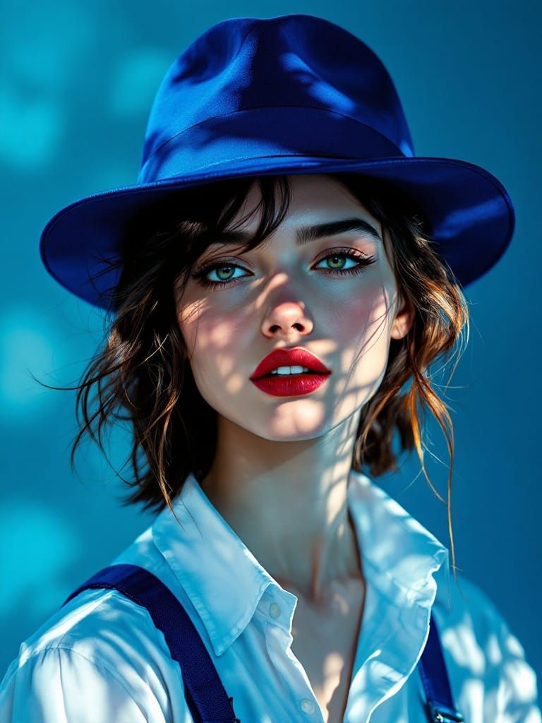 Stylish Woman in Fedora: A Hyperrealistic Portrait