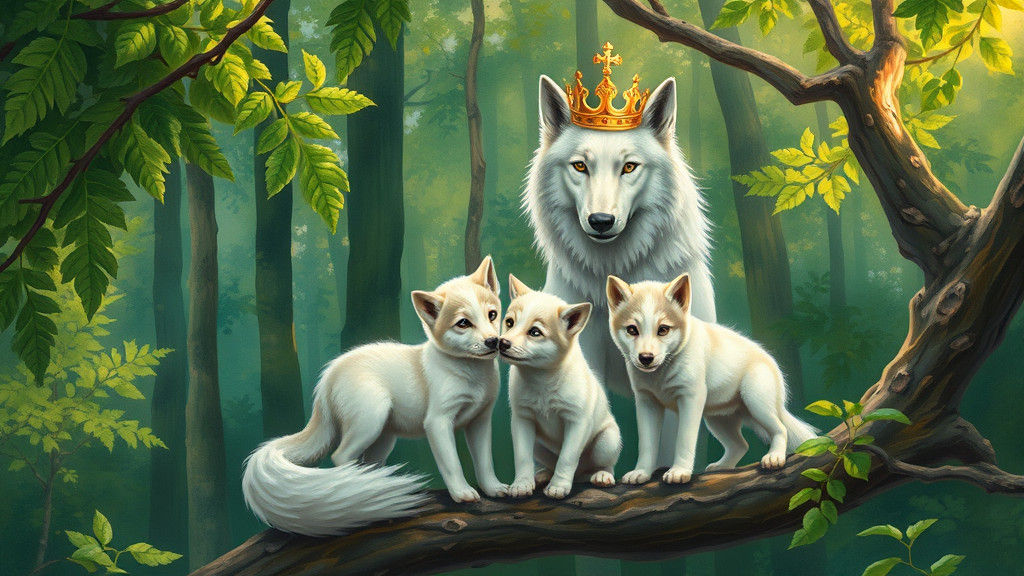 Wolf Cat King in a Vibrant Forest