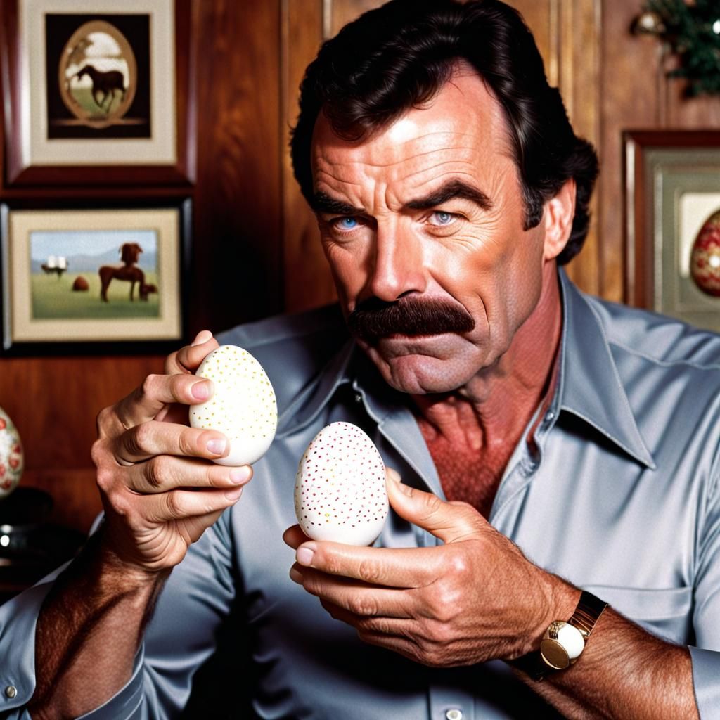 Tom Selleck smelling egg
