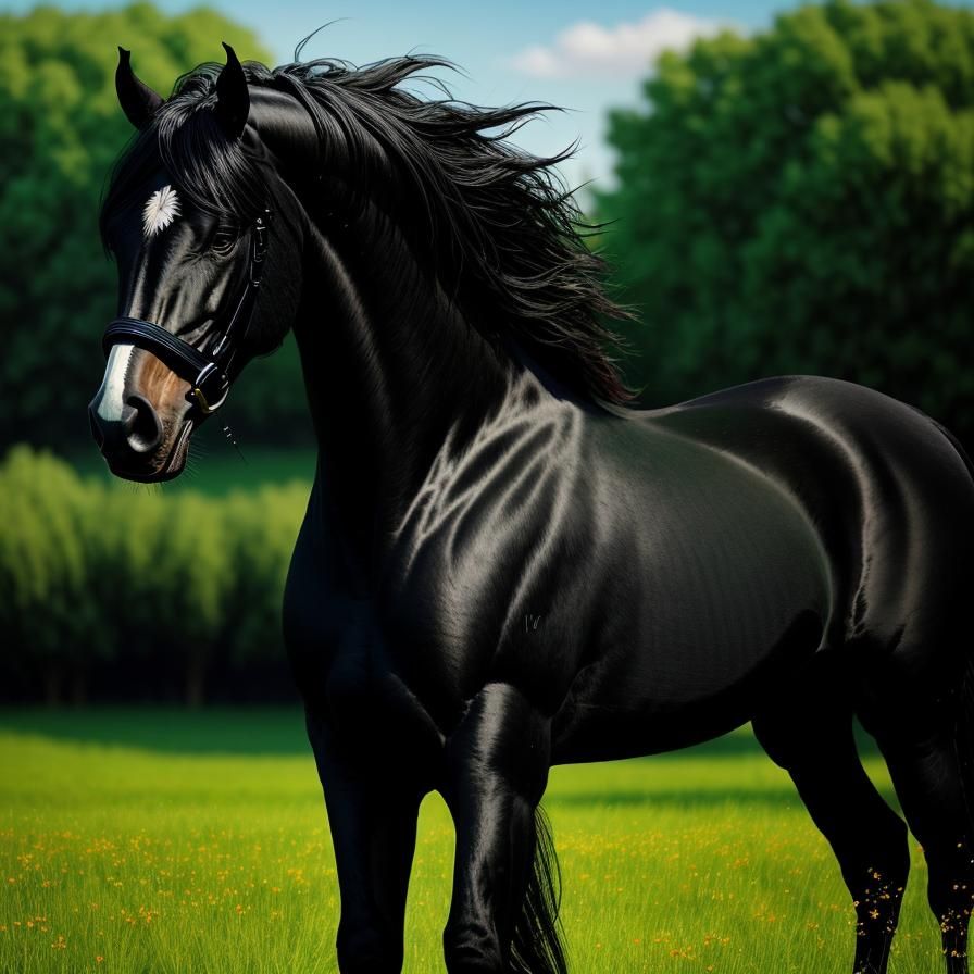 Black Friesian Horse