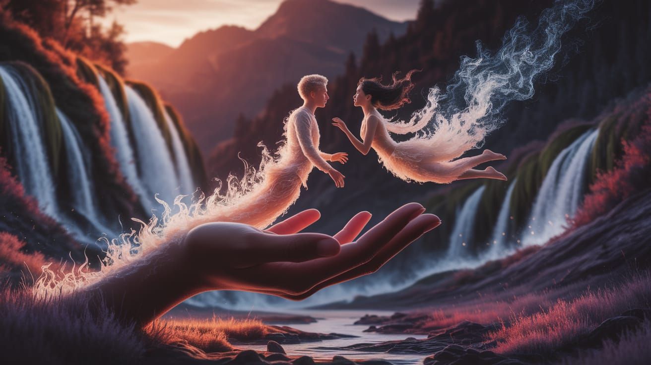 Smoke Couple in Fantastical Valley Digital Art