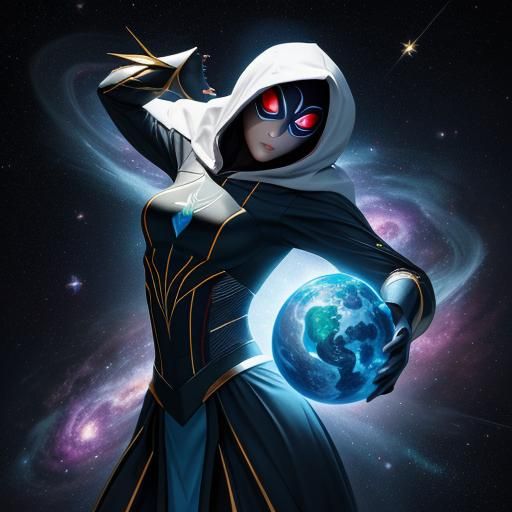 Giant Spider Gwen in Space: Anime-Inspired 3D Art