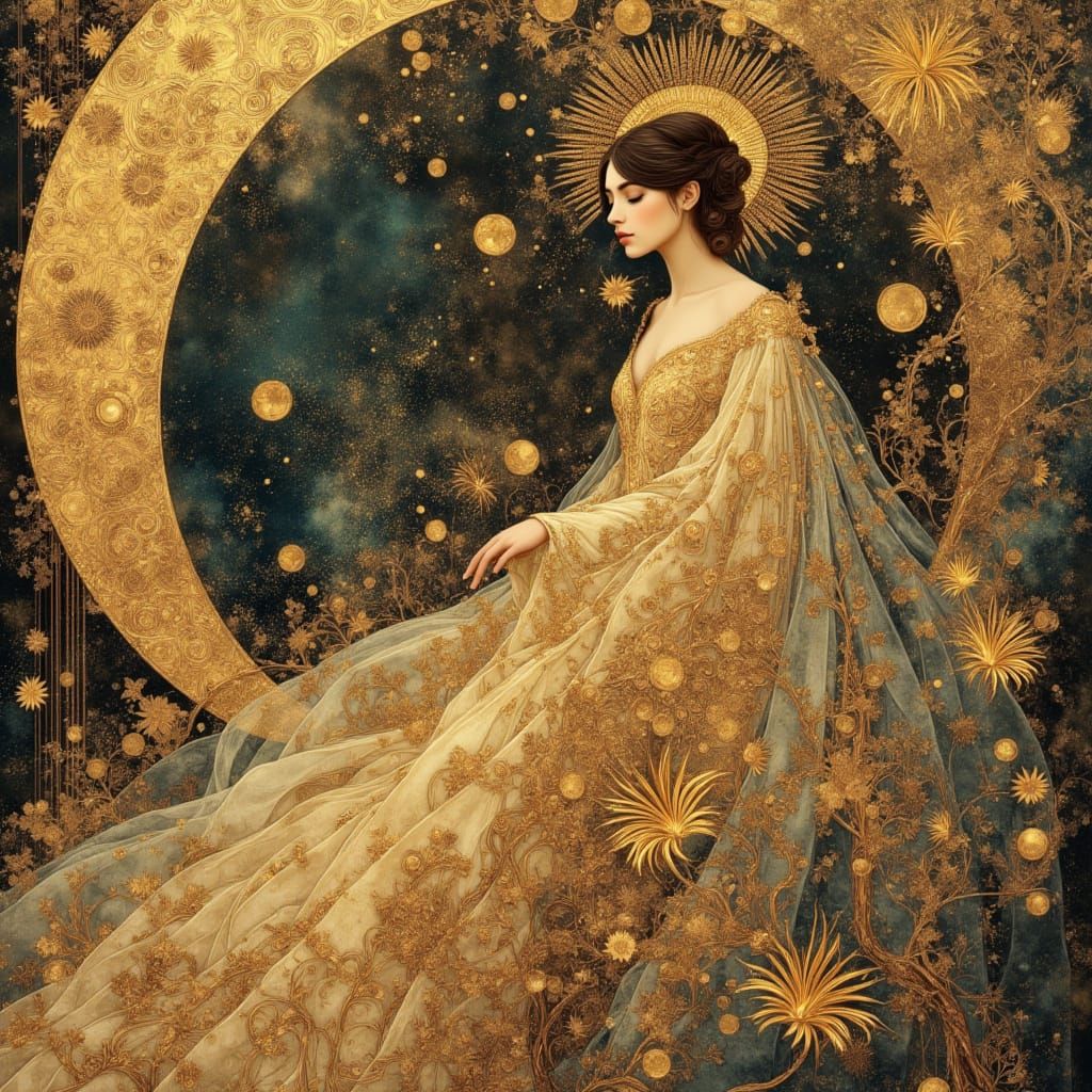 Nature Goddess in Klimt Art Style