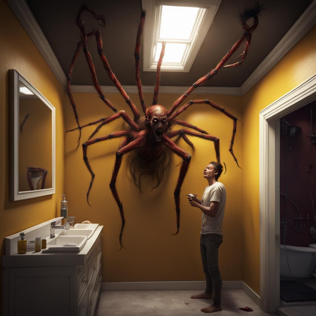 Hyperrealistic Demon Woman Watching Man Shave