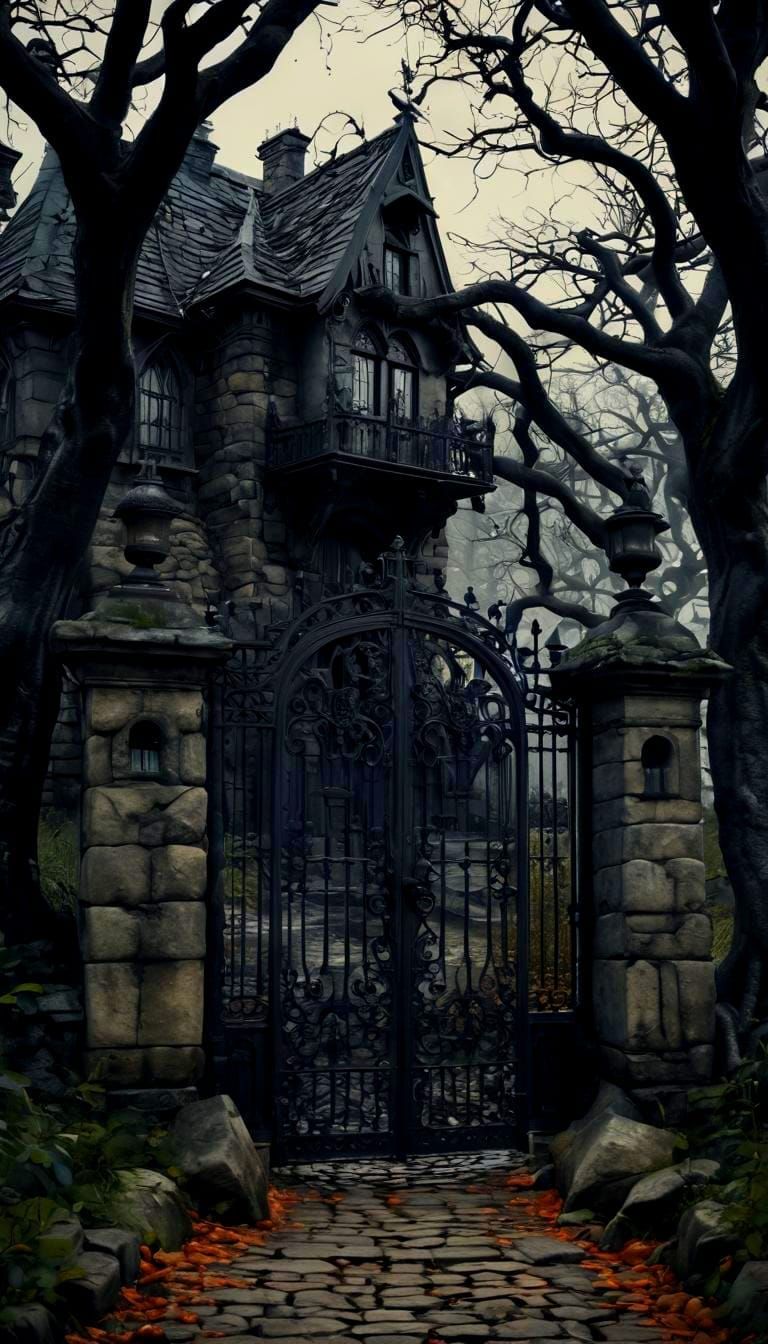 Dark Fantasy Victorian House on Halloween Hill