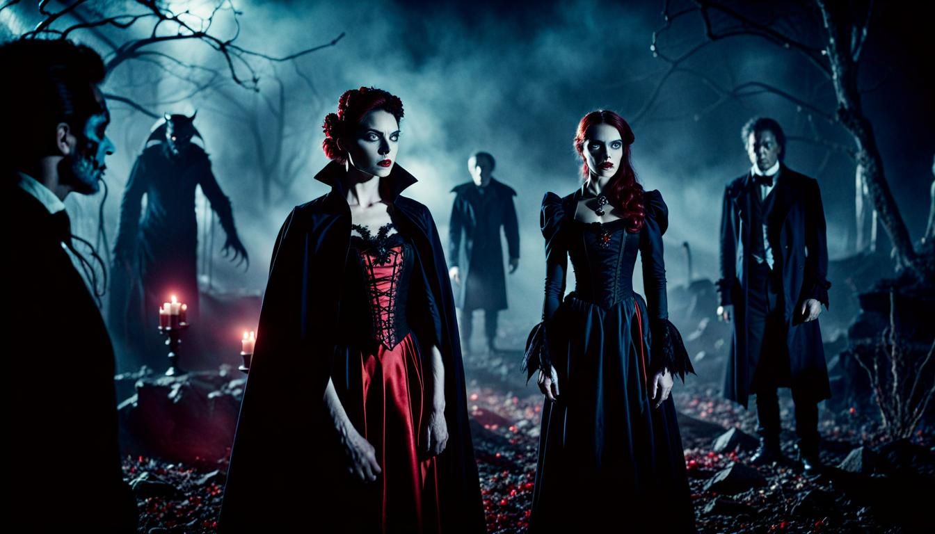 Eerie Horror Film Still: Vampire, Demon, Zombie