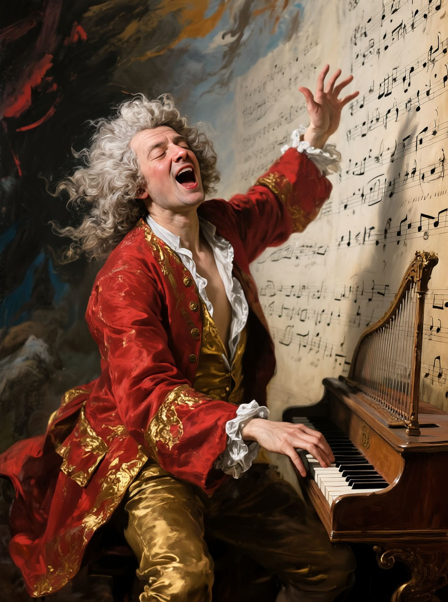 Mozart's Ecstatic Performance on Miniature Harpsichord