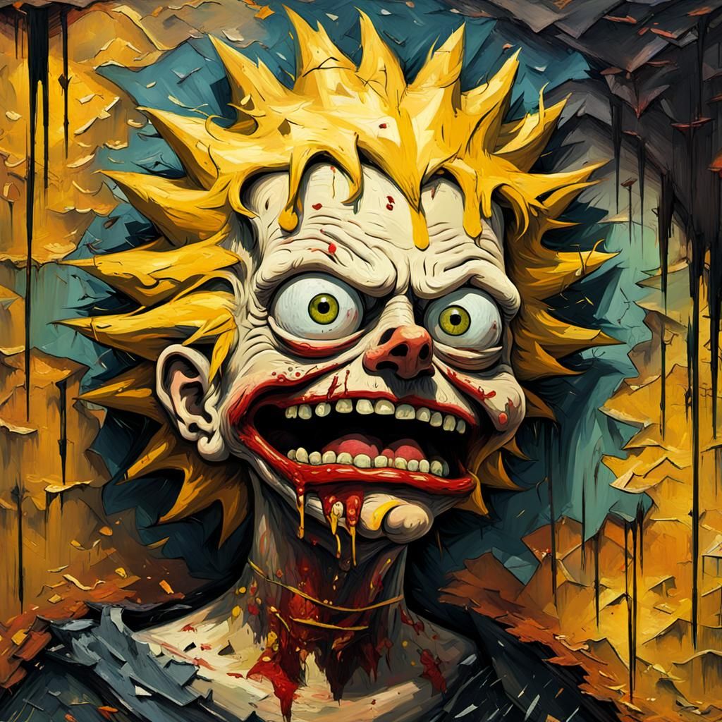 Grotesque Lisa Simpson: A Decaying Impressionist Masterpiece