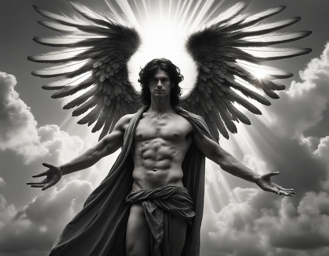 Winged Man Holding Morning Star in Renaissance-Baroque Style